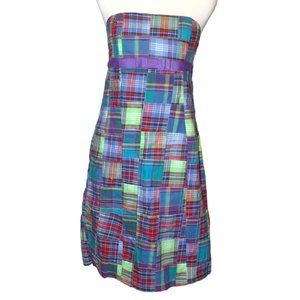 Sam Ty Plaid Patchwork Strapless Summer Dress Size 8